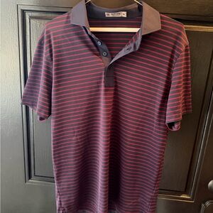 G/FORE Navy and Red Striped Polo Shirt